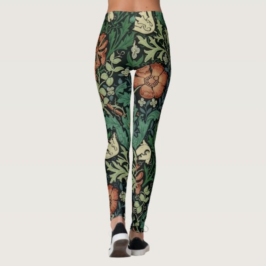 William Morris Compton Floral Art Nouveau Pattern Leggings (Achterkant)