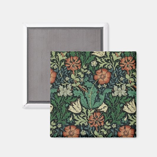 William Morris Compton Floral Art Nouveau Pattern Magneet (Voorkant / Achterkant)