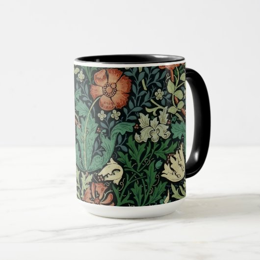 William Morris Compton Floral Art Nouveau Pattern Mok (Voorkant rechts)