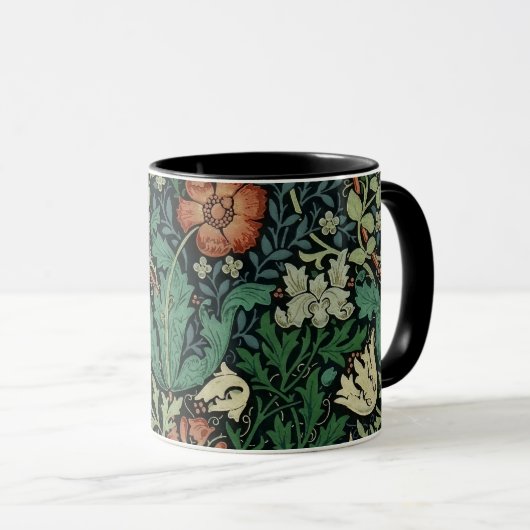 William Morris Compton Floral Art Nouveau Pattern Mok (Voorkant rechts)