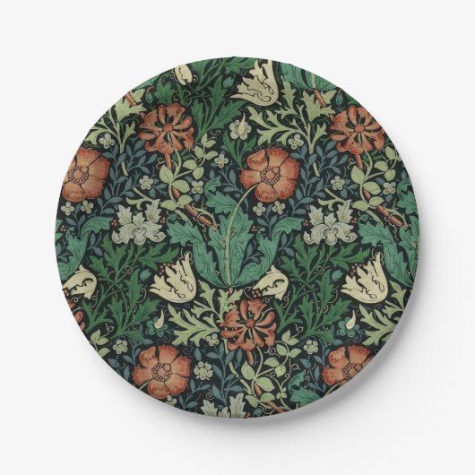 William Morris Compton Floral Art Nouveau Pattern Papieren Bordje (Voorkant)