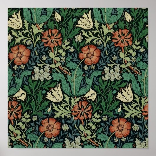 William Morris Compton Floral Art Nouveau Pattern Poster (Voorkant)