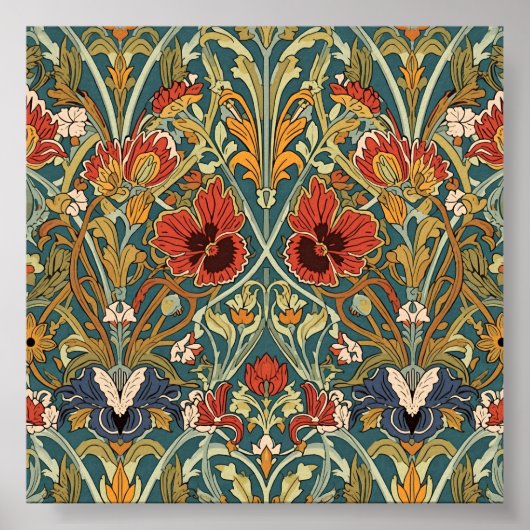 William Morris Compton Floral Art Nouveau Pattern Poster (Voorkant)