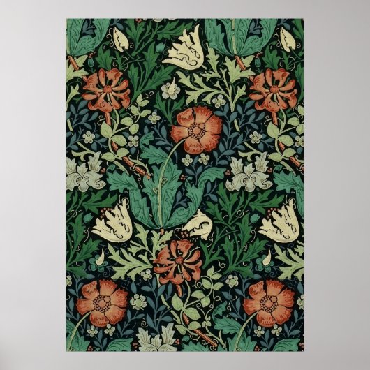 William Morris Compton Floral Art Nouveau Pattern Poster (Voorkant)