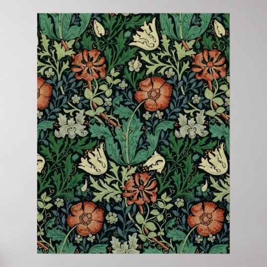 William Morris Compton Floral Art Nouveau Pattern Poster (Voorkant)