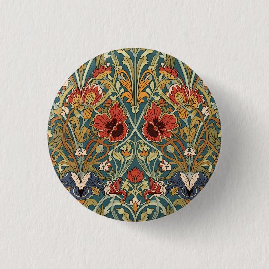 William Morris Compton Floral Art Nouveau Pattern Ronde Button 3,2 Cm (Voorkant)