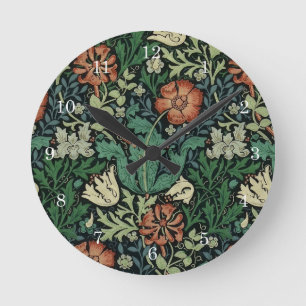 William Morris Compton Floral Art Nouveau Pattern Ronde Klok
