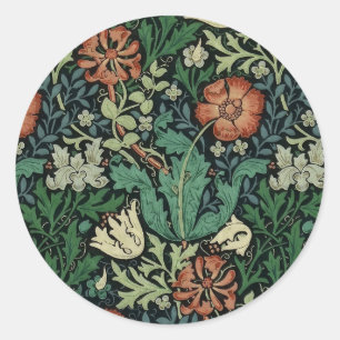 William Morris Compton Floral Art Nouveau Pattern Ronde Sticker