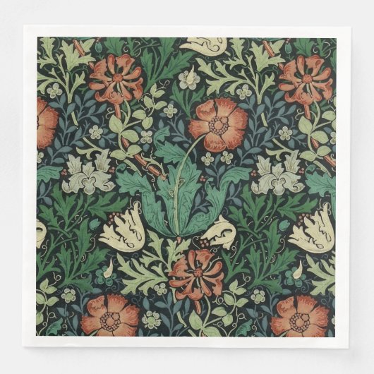 William Morris Compton Floral Art Nouveau Pattern Servet (Voorkant)