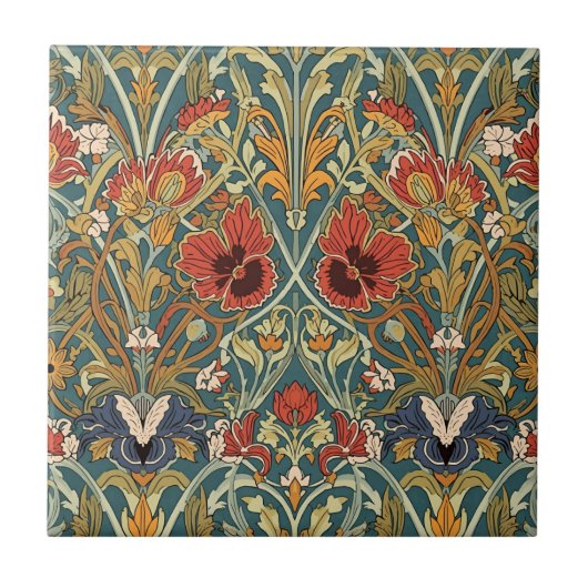 William Morris Compton Floral Art Nouveau Pattern Tegeltje (Voorkant)