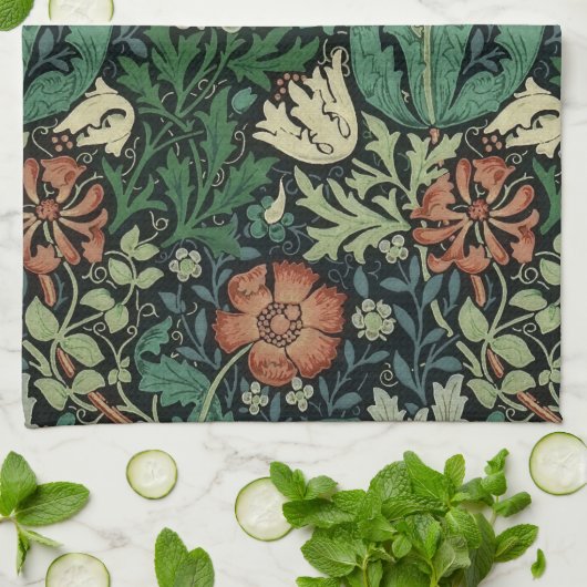 William Morris Compton Floral Art Nouveau Pattern Theedoek (Gevouwen)