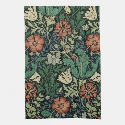 William Morris Compton Floral Art Nouveau Pattern Theedoek (Verticaal)