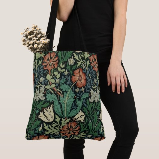 William Morris Compton Floral Art Nouveau Pattern Tote Bag (Dichtbij)