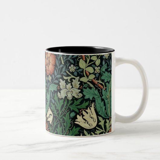 William Morris Compton Floral Art Nouveau Pattern Tweekleurige Koffiemok (Rechts)