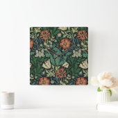 William Morris Compton Floral Art Nouveau Pattern Vierkante Klok (Huis)