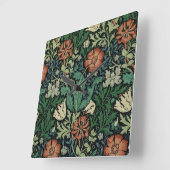 William Morris Compton Floral Art Nouveau Pattern Vierkante Klok (Hoek)