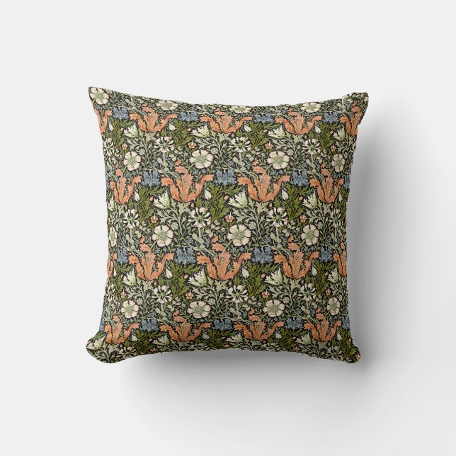 William Morris Compton Florale Art Nouveau Patroon Kussen (Voorkant)