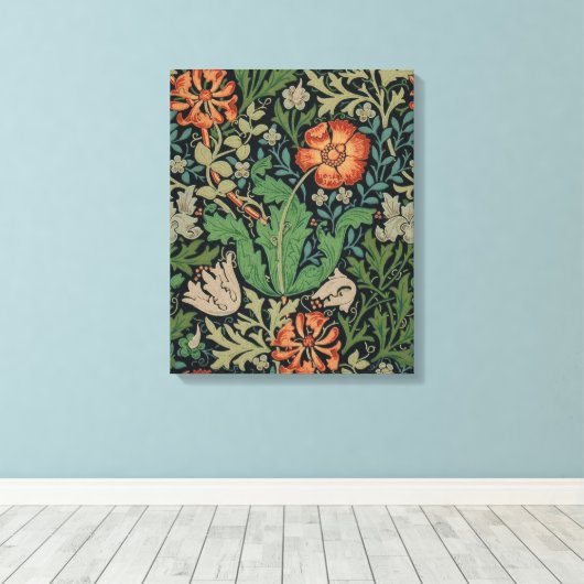 William Morris Compton Wallpaper Classic Canvas Afdruk (Insitu (Houten vloer))