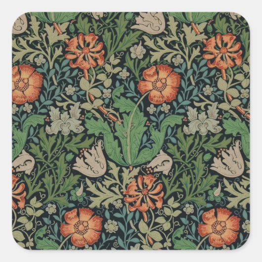 William Morris Compton Wallpaper Classic Vierkante Sticker (Voorkant)