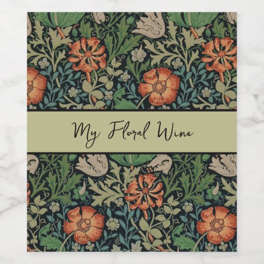 William Morris Compton Wallpaper Classic Wijn Etiket (Enkel label)