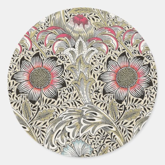 William Morris Corncockle behang floral Ronde Sticker (Voorkant)