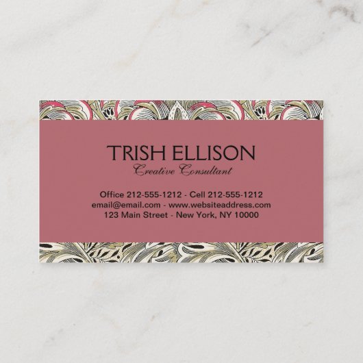 William Morris Corncockle behang floral Visitekaartje (Achterkant)