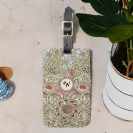 William Morris Corncockle Cream Roos met Initiaal Bagagelabel