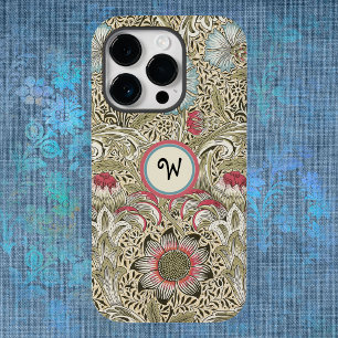 William Morris Corncockle Cream Roos met Initiaal Case-Mate iPhone 14 Pro Hoesje