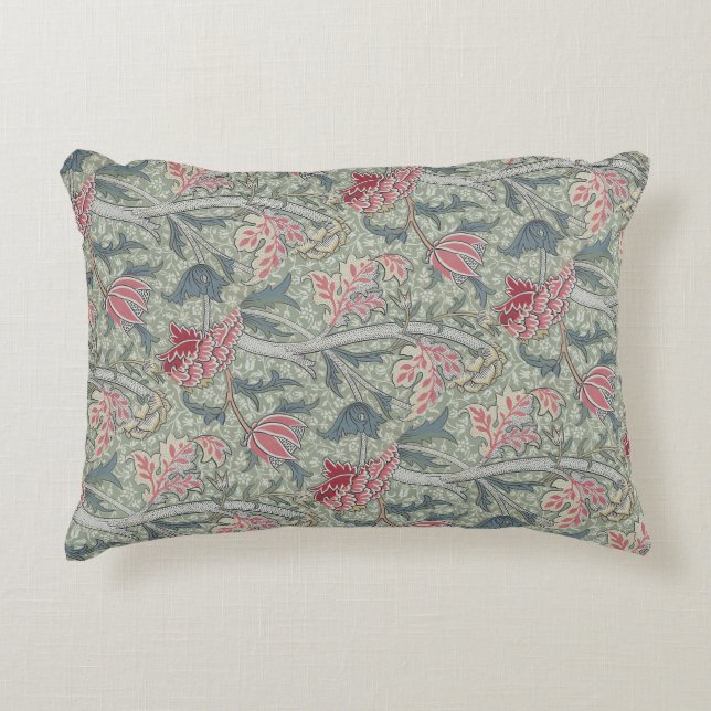 William Morris Cray  Bloemenroze groen Accent Kussen (Voorkant)