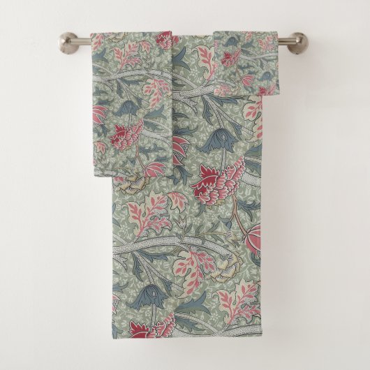 William Morris Cray Bloemenroze groen Bad Handdoek (Insitu)
