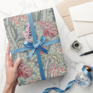 William Morris Cray  Bloemenroze groen Cadeaupapier