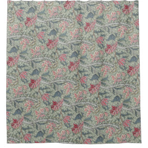 William Morris Cray Bloemenroze groen Douchegordijn