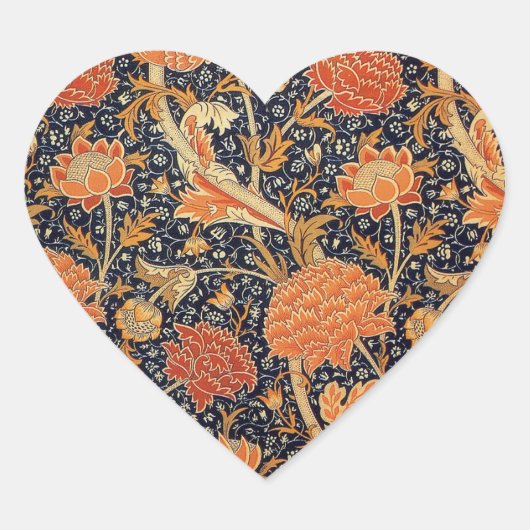 William Morris Cray Bloempatroon Vintage Hart Sticker (Voorkant)