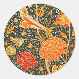 William Morris Cray Bloempatroon Vintage Ronde Sticker