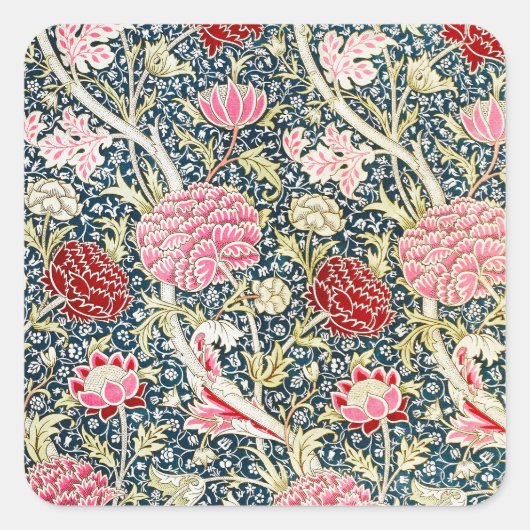 William Morris Cray Bloesem Floral Design Vierkante Sticker (Voorkant)