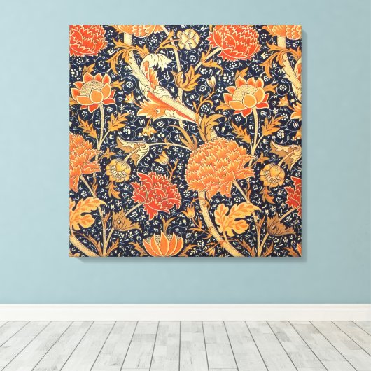 William Morris Cray Floral Art Nouveau Pattern Canvas Afdruk (Insitu (Houten vloer))