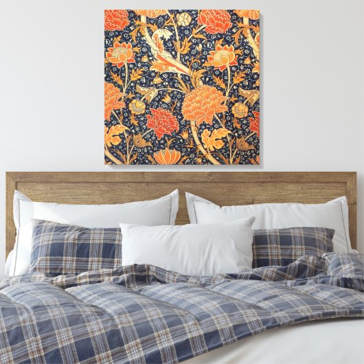 William Morris Cray Floral Art Nouveau Pattern Canvas Afdruk (Insitu (Slaapkamer))
