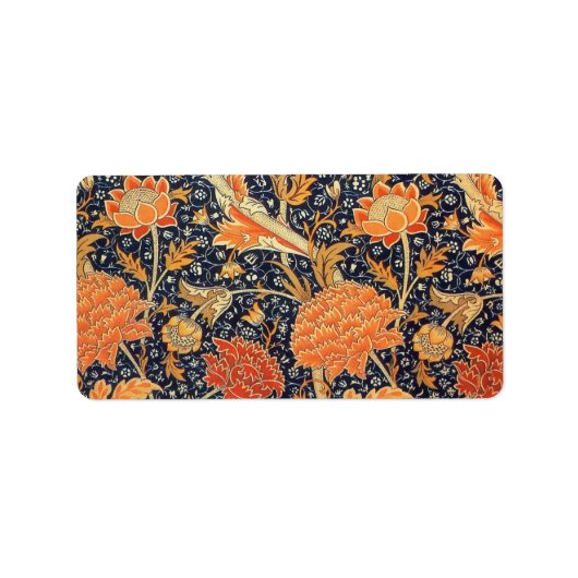 William Morris Cray Floral Art Nouveau Pattern Etiket (Voorkant)