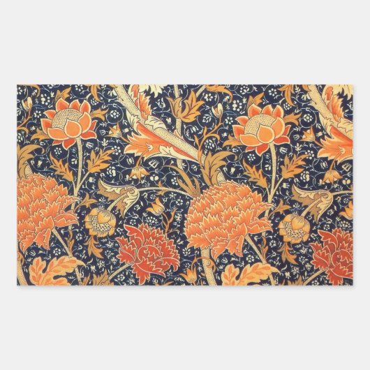 William Morris Cray Floral Art Nouveau Pattern Rechthoekige Sticker (Voorkant)