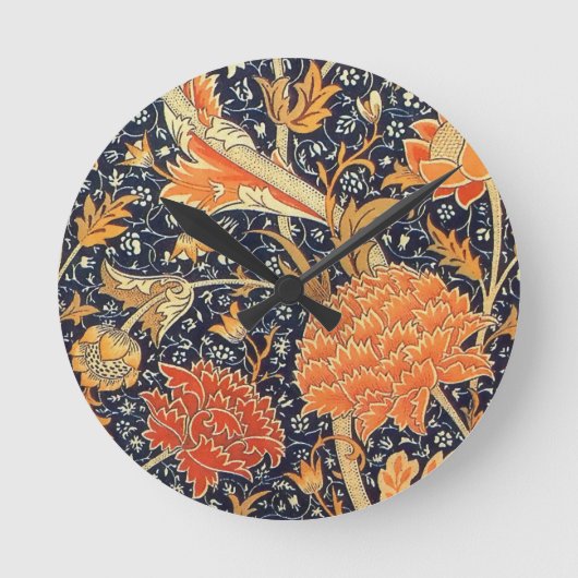 William Morris Cray Floral Art Nouveau Pattern Ronde Klok (Voorkant)