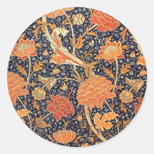 William Morris Cray Floral Art Nouveau Pattern Ronde Sticker (Voorkant)