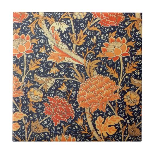 William Morris Cray Floral Art Nouveau Pattern Tegeltje (Voorkant)