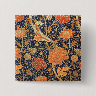 William Morris Cray Floral Art Nouveau Pattern Vierkante Button 5,1 Cm