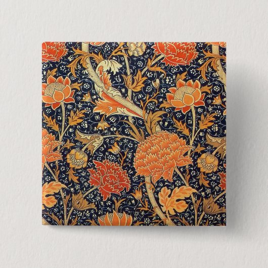 William Morris Cray Floral Art Nouveau Pattern Vierkante Button 5,1 Cm (Voorkant)