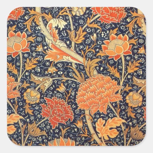 William Morris Cray Floral Art Nouveau Pattern Vierkante Sticker (Voorkant)