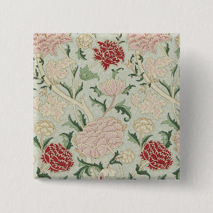 William Morris Cray Floral Pre-Raphaelite Vintage Vierkante Button 5,1 Cm