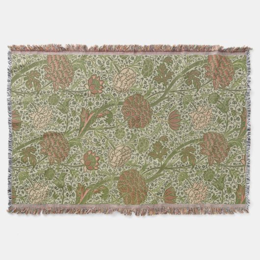 William Morris Cray Sage Bloem Bloemstuk Botanisch Deken (Voorkant)