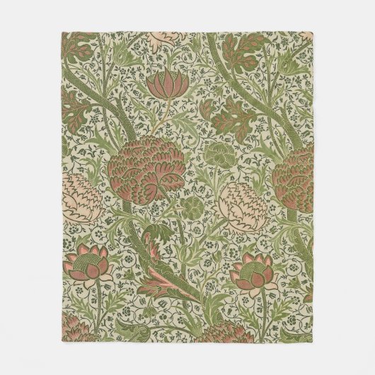 William Morris Cray Sage Bloem Bloemstuk Botanisch Fleece Deken (Voorkant)