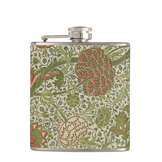 William Morris Cray Sage Bloem Bloemstuk Botanisch Heupfles (Voorkant)