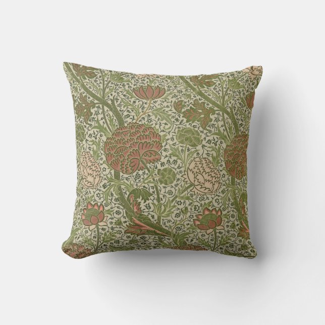 William Morris Cray Sage Bloem Bloemstuk Botanisch Kussen (Voorkant)